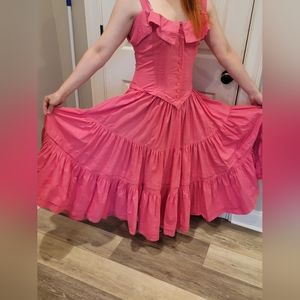 Karen Alexander Vintage Dupe Sample hot pink ruffle dress sz 8. Fits small